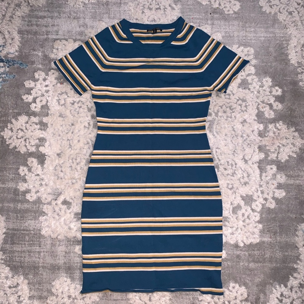 W118 Walter Baker Teal Striped casual Fitted dress